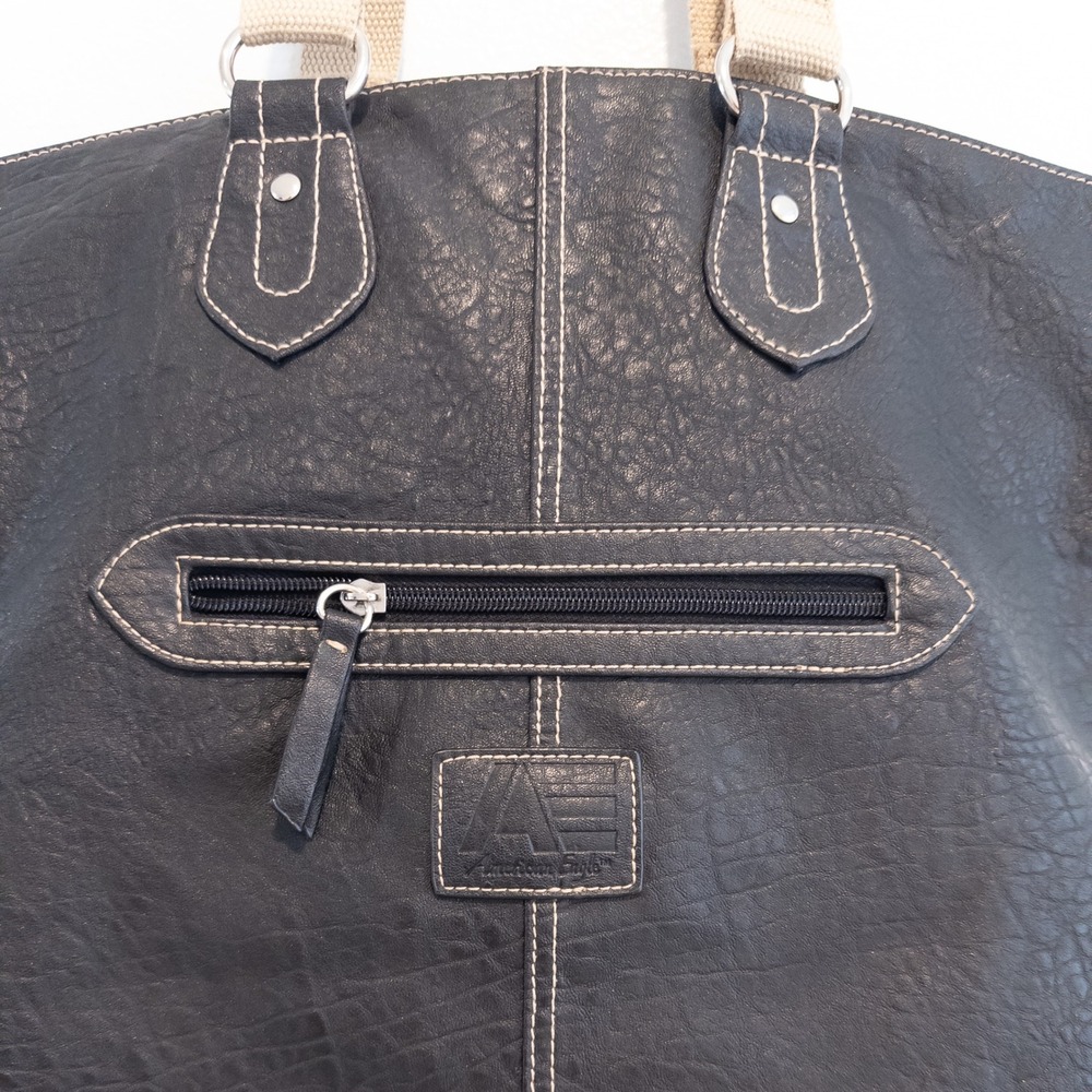 American Eagle Tote Bag Womens OS Black Faux Leather Slouchy Hobo Shoulder Bag - Picture 3 of 13